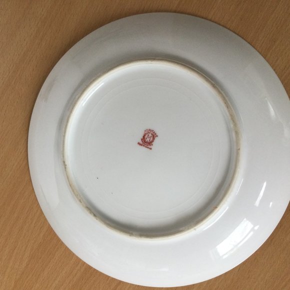 vintage Noritake red M hand painted plate red house tree landscape scene - Picture 2 of 7